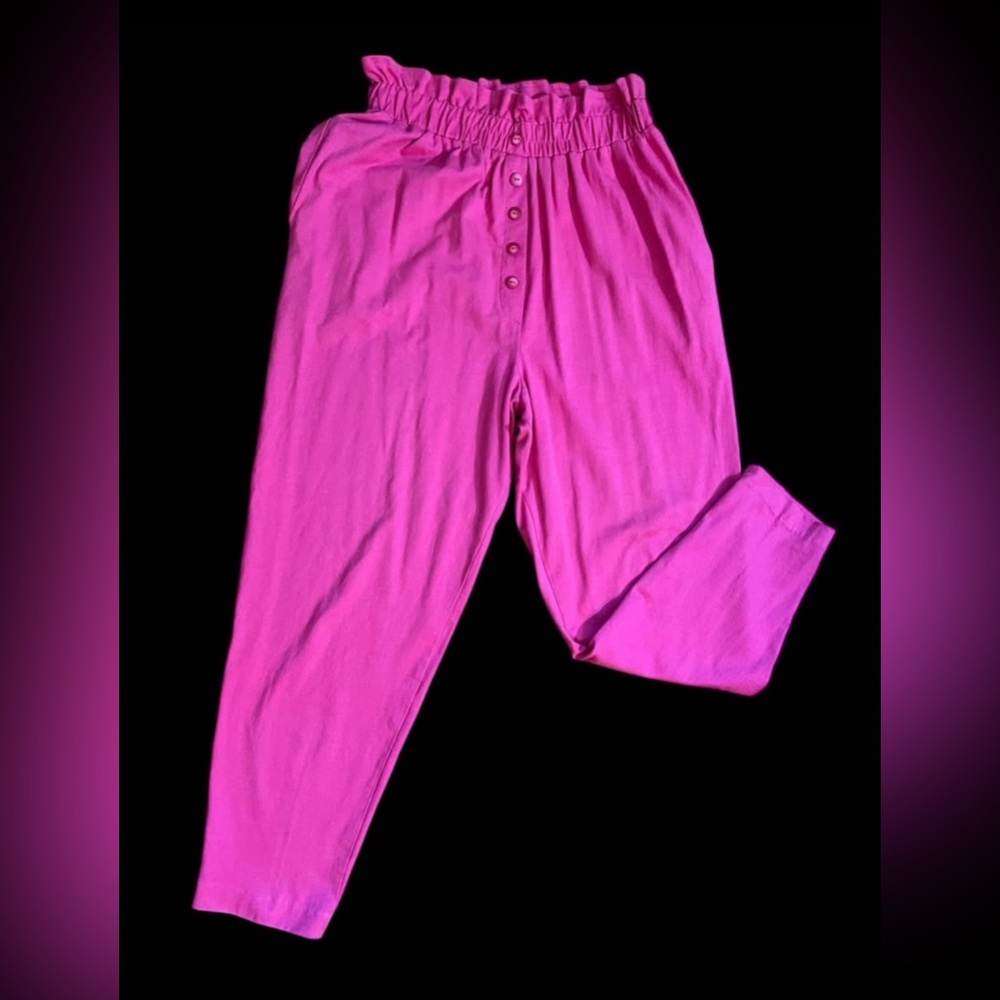 Vintage 80’s Vibrant Pink Faux Button-Up Pants